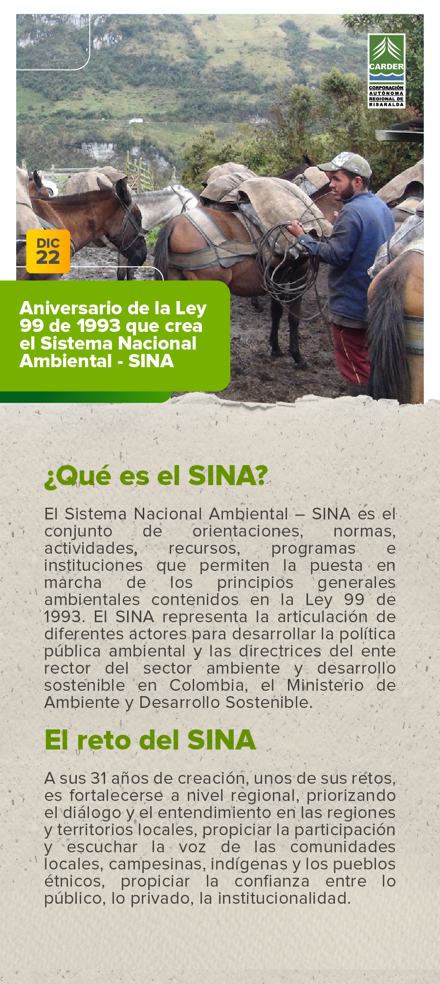 Aniversario de la ley 99, que crea el Sistema Nacional Ambiental – SINA